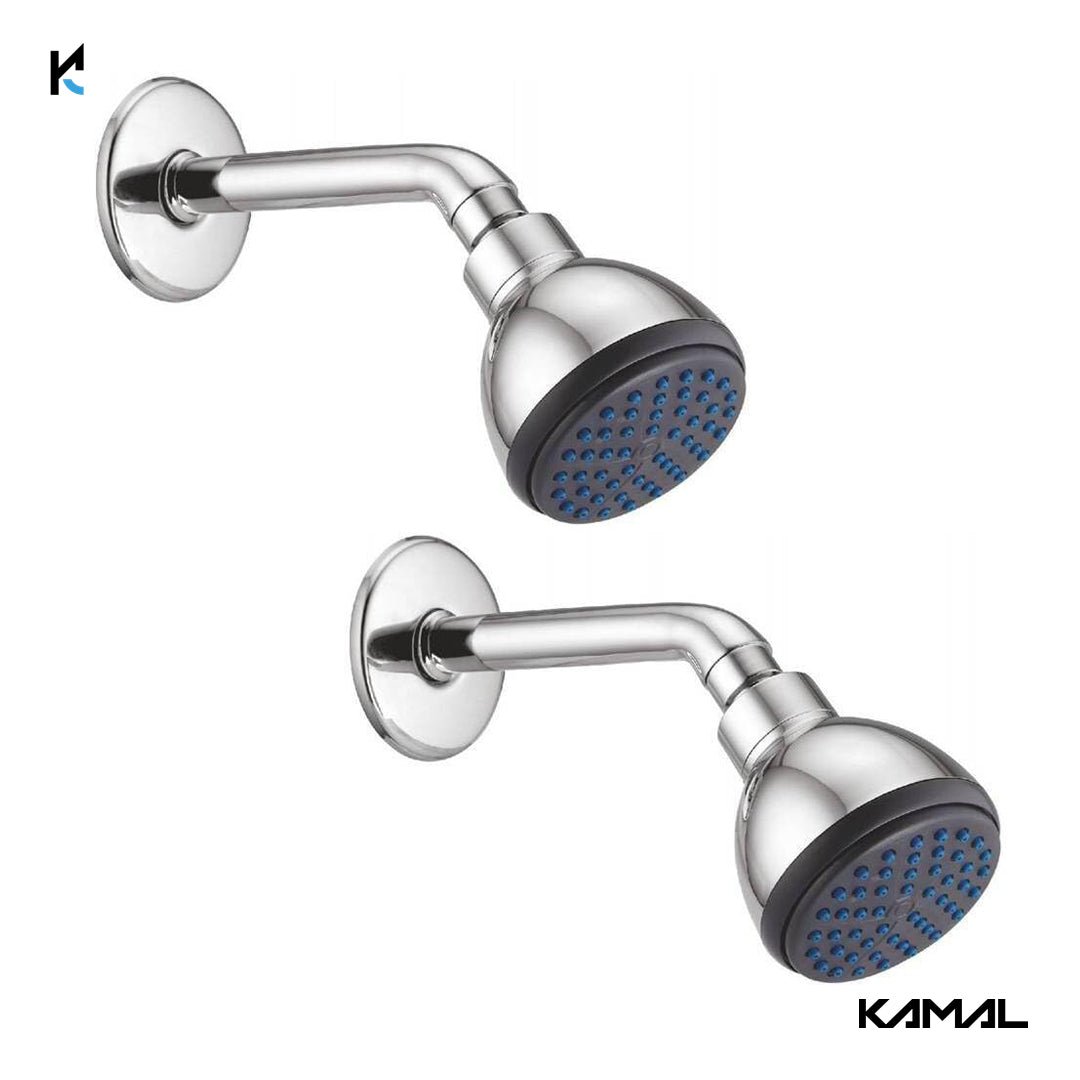 Ultima Overhead Shower 3.5 Inch Round with 6 Inch Round Brass Shower Arm & Wall Flange - by Kamal - Ultima - Kamal Bathware
