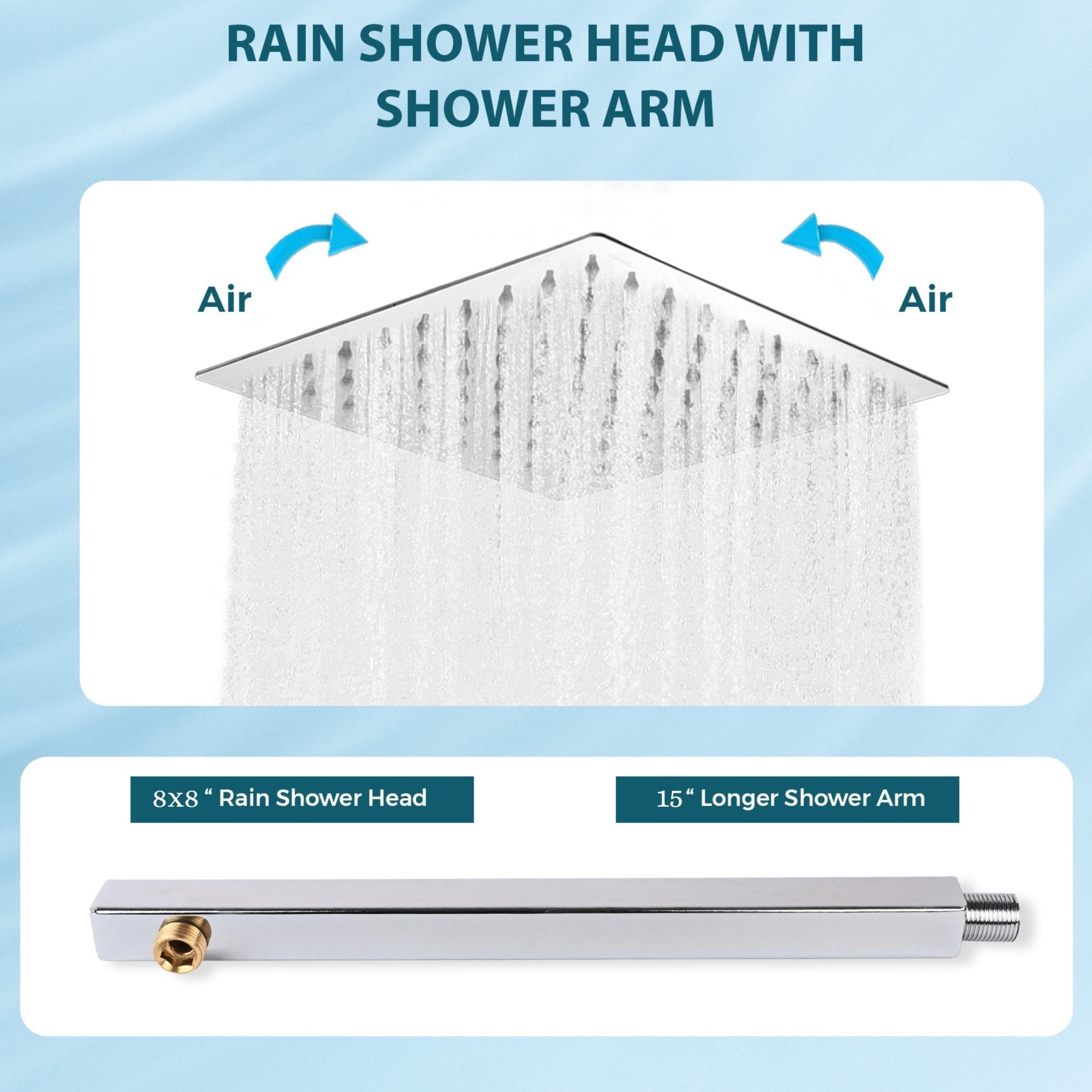 Ultra Slim Rain Shower Stainless Steel Shower Arm - by Kamal - Ultra Slim - Kamal Bathware