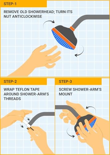 Uno ABS Hand Shower (With ABS Shower Hose 1.5 Mtr & Wall hook) - by Kamal - Uno - Kamal Bathware