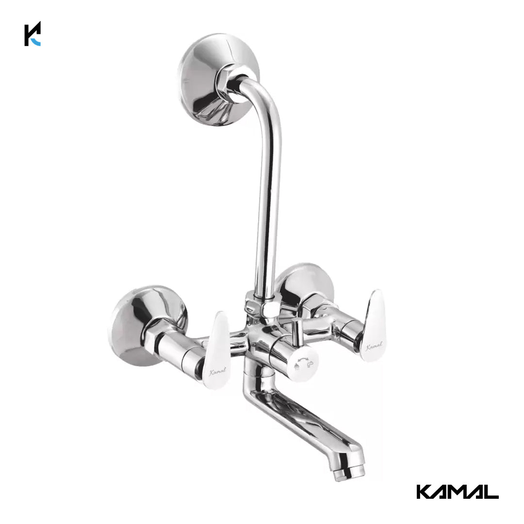 Vega Eco Wall Mixer with L bend Pipe (Full Brass) - by Kamal - Vega Eco - Kamal Bathware
