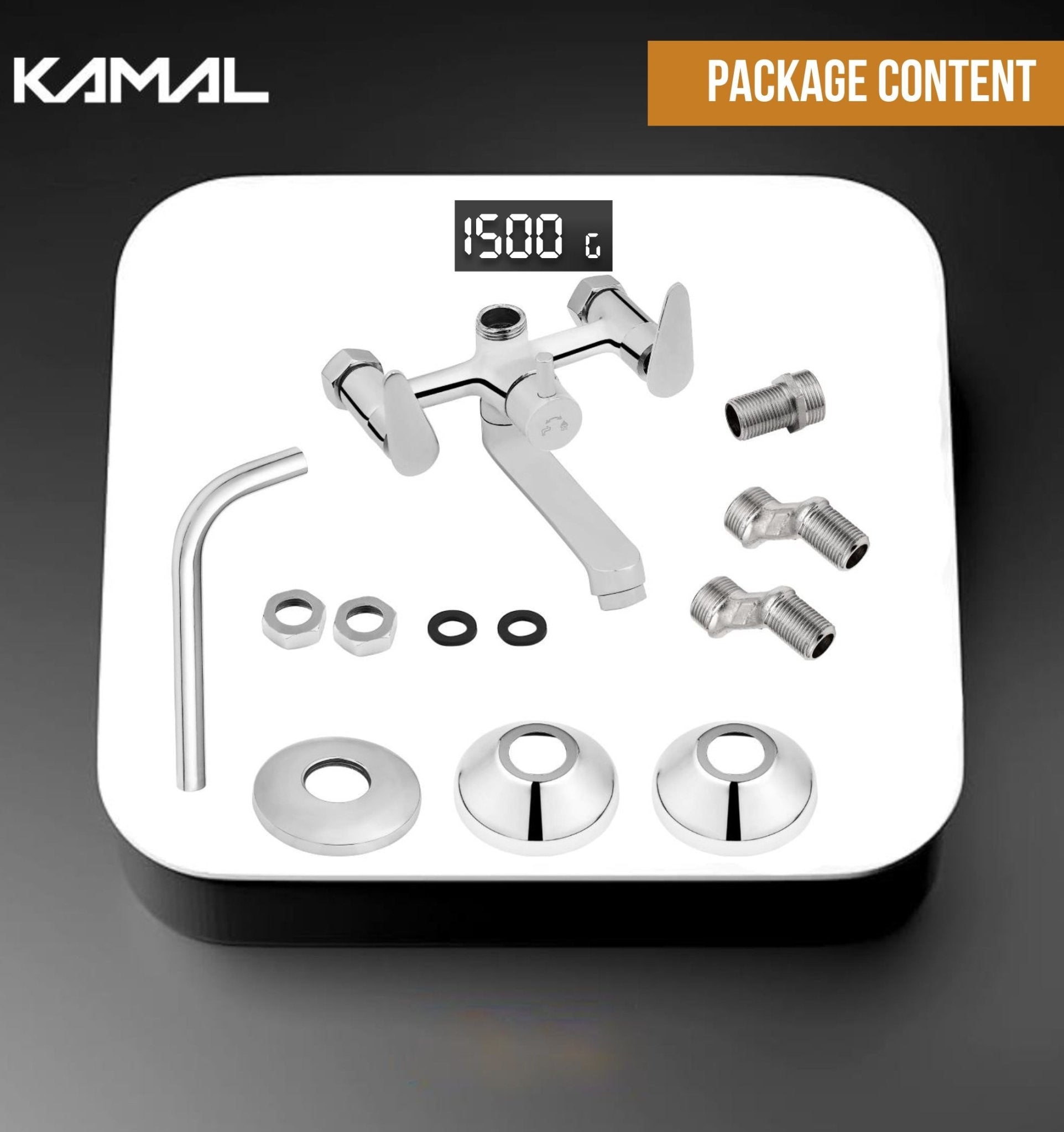 Vega Wall Mixer with L Bend Pipe (Full Brass) - by Kamal - Kamal Bathware