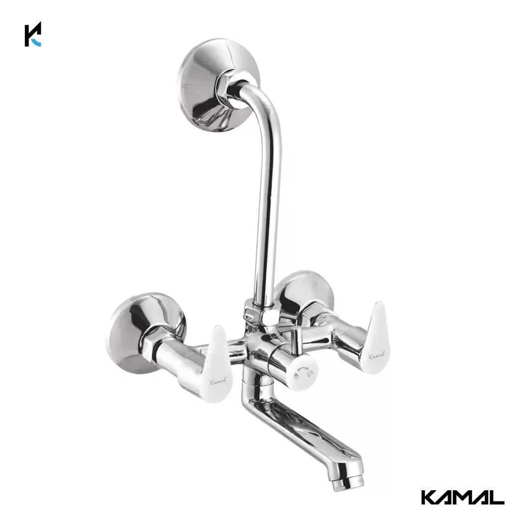 Vignette Eco Wall Mixer with L Bend Pipe (Full Brass) - by Kamal - Vignette Eco - Kamal Bathware