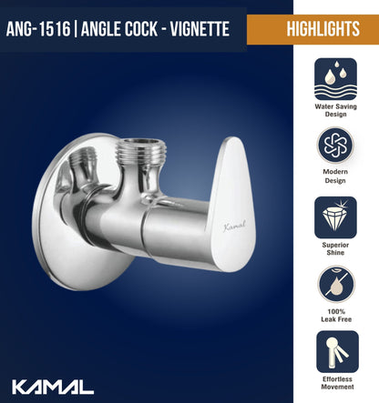 Vignette Full Brass Angle Cock Tap (Full Brass) - by Kamal - Kamal Bathware