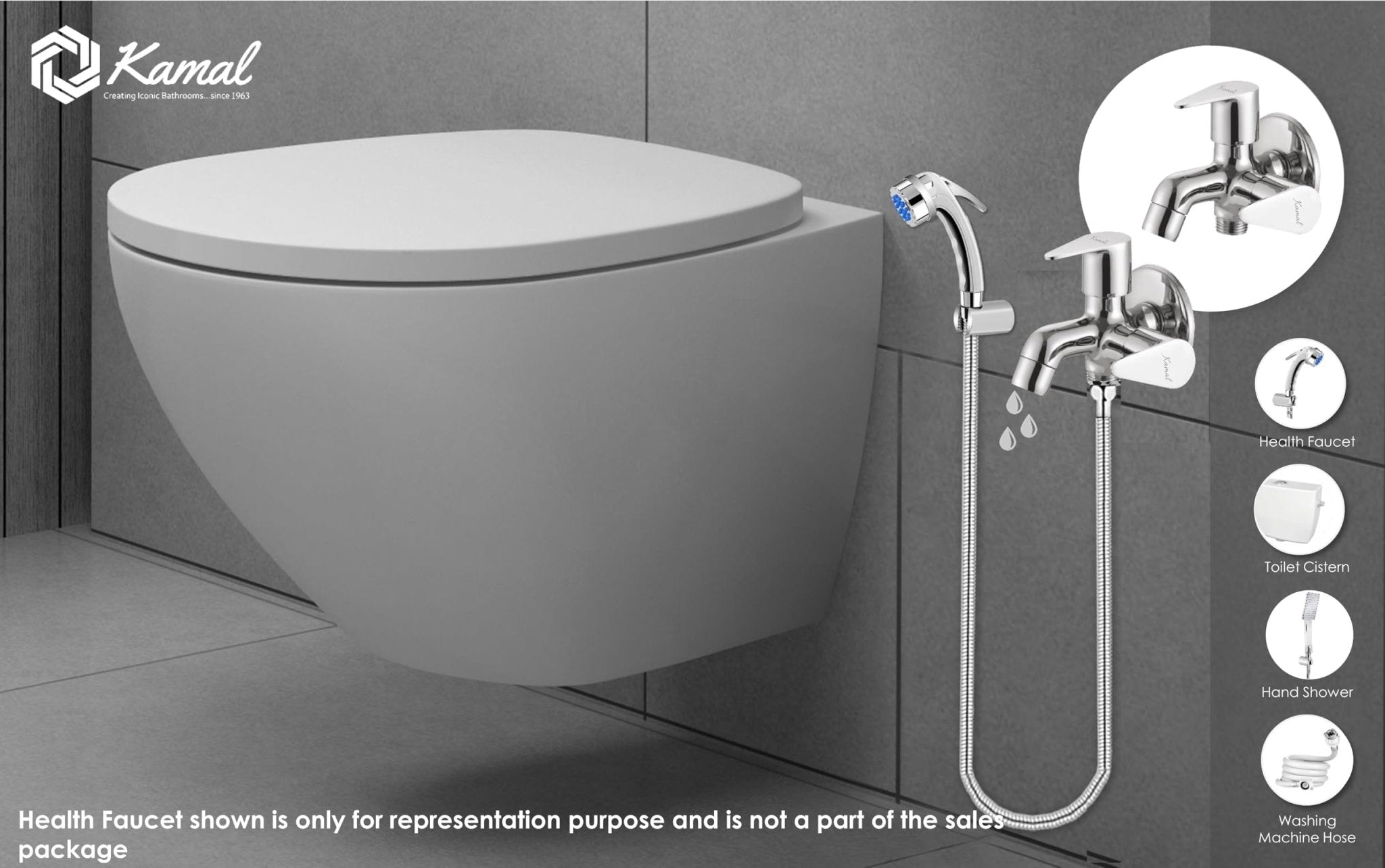 Vignette Prime Novo Two Way Bib Tap (Full Brass) - by Kamal - Vignette Prime Novo - Kamal Bathware