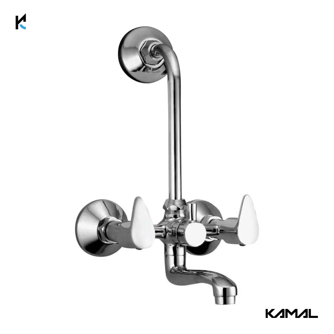 Vignette Wall Mixer with L Bend Pipe (Full Brass) - by Kamal - Vignette - Kamal Bathware