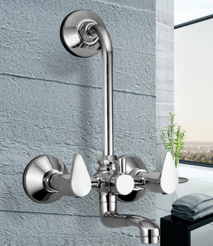 Vignette Wall Mixer with L Bend Pipe (Full Brass) - by Kamal - Vignette - Kamal Bathware