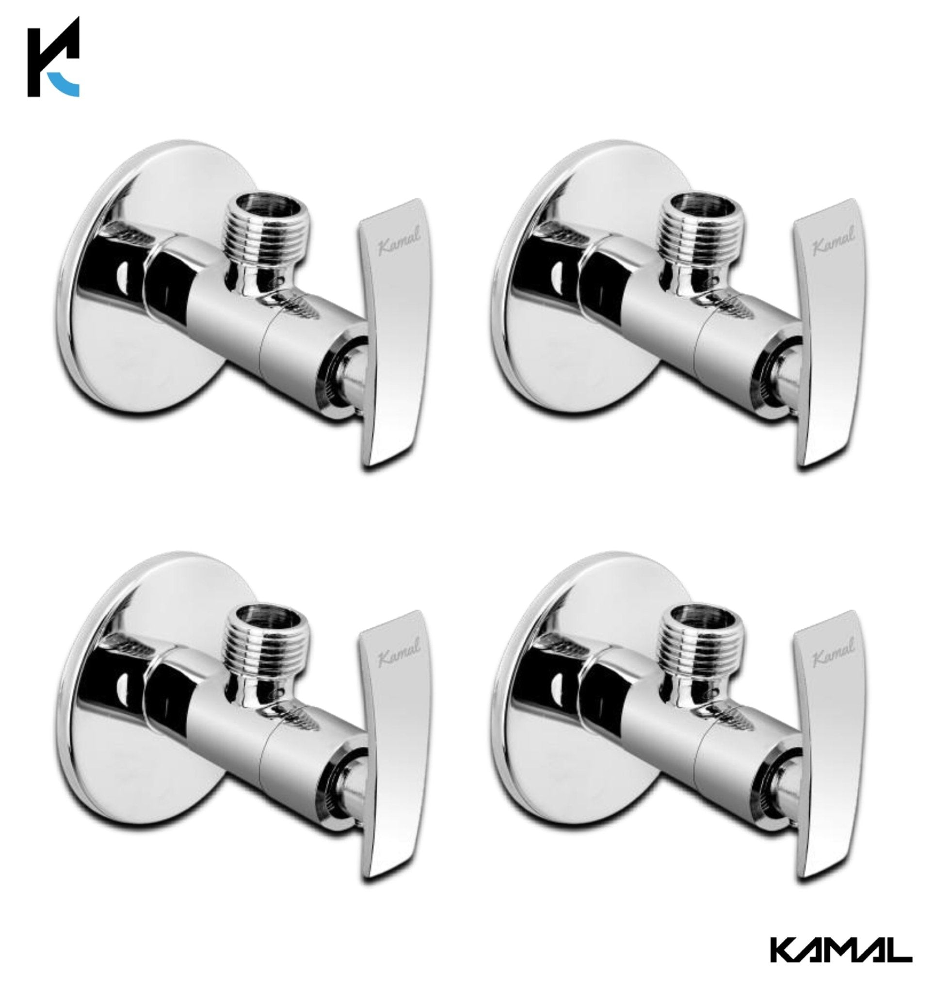 Vista Angle Valve with Wall Flange (Full Brass) - by Kamal - Kamal Bathware