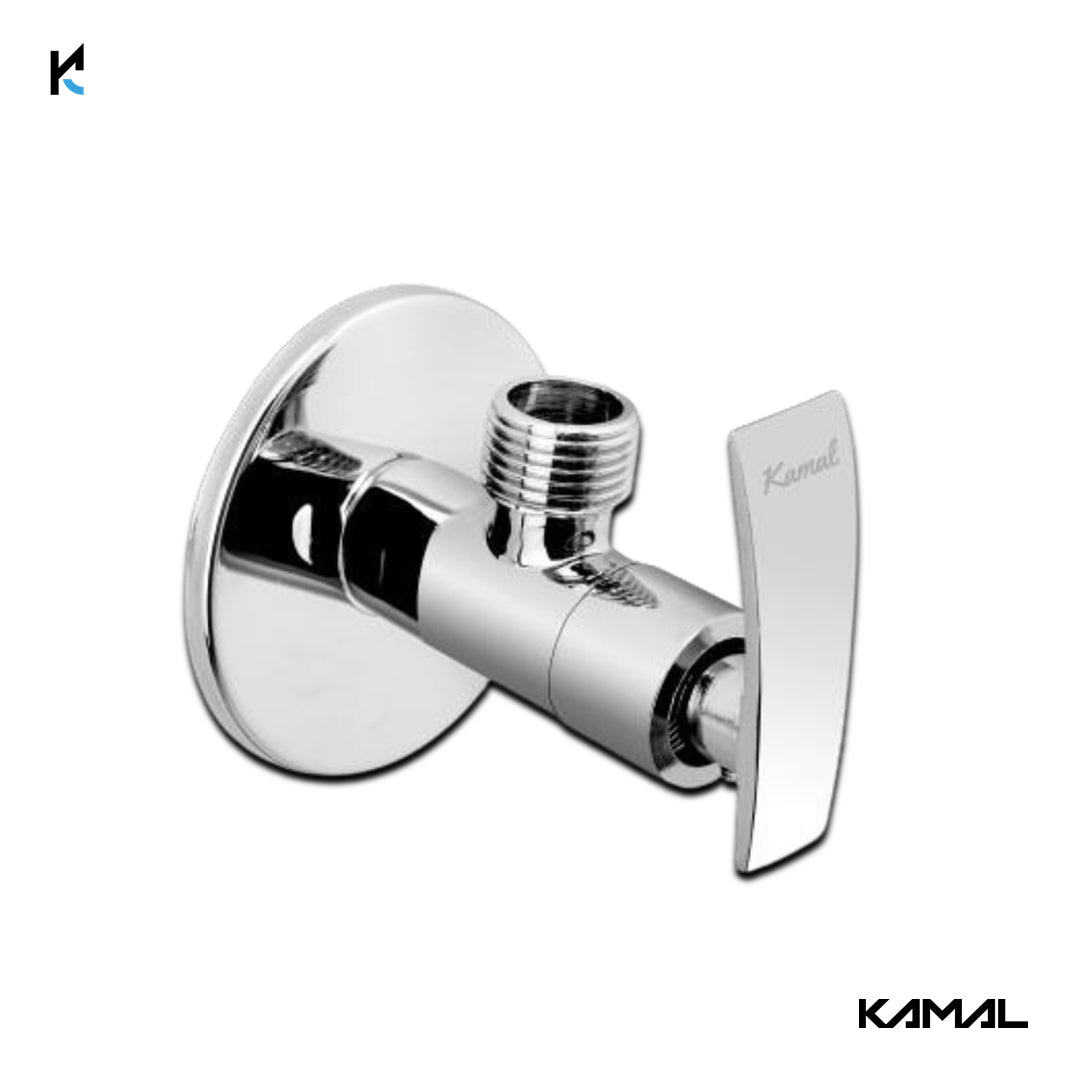 Vista Angle Valve with Wall Flange (Full Brass) - by Kamal - Kamal Bathware