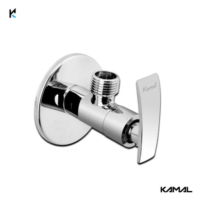 Vista Angle Valve with Wall Flange (Full Brass) - by Kamal - Kamal Bathware