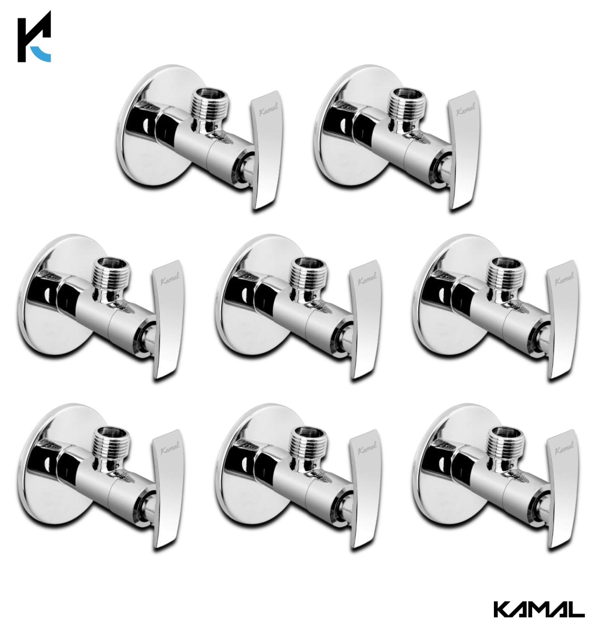 Vista Angle Valve with Wall Flange (Full Brass) - by Kamal - Kamal Bathware