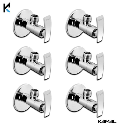 Vista Angle Valve with Wall Flange (Full Brass) - by Kamal - Kamal Bathware