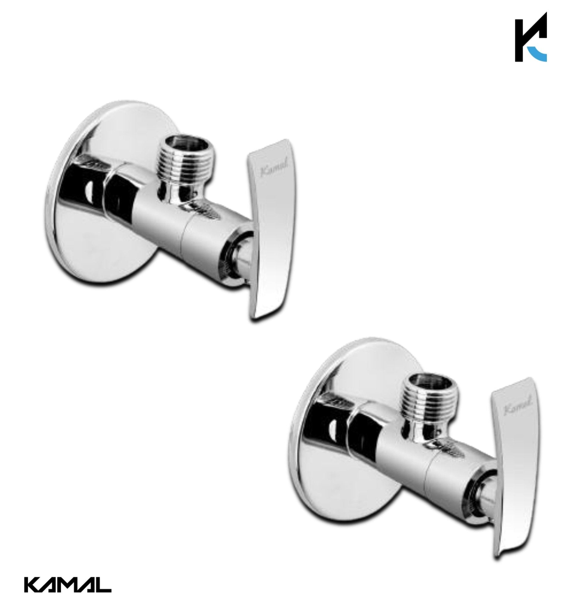Vista Angle Valve with Wall Flange (Full Brass) - by Kamal - Kamal Bathware