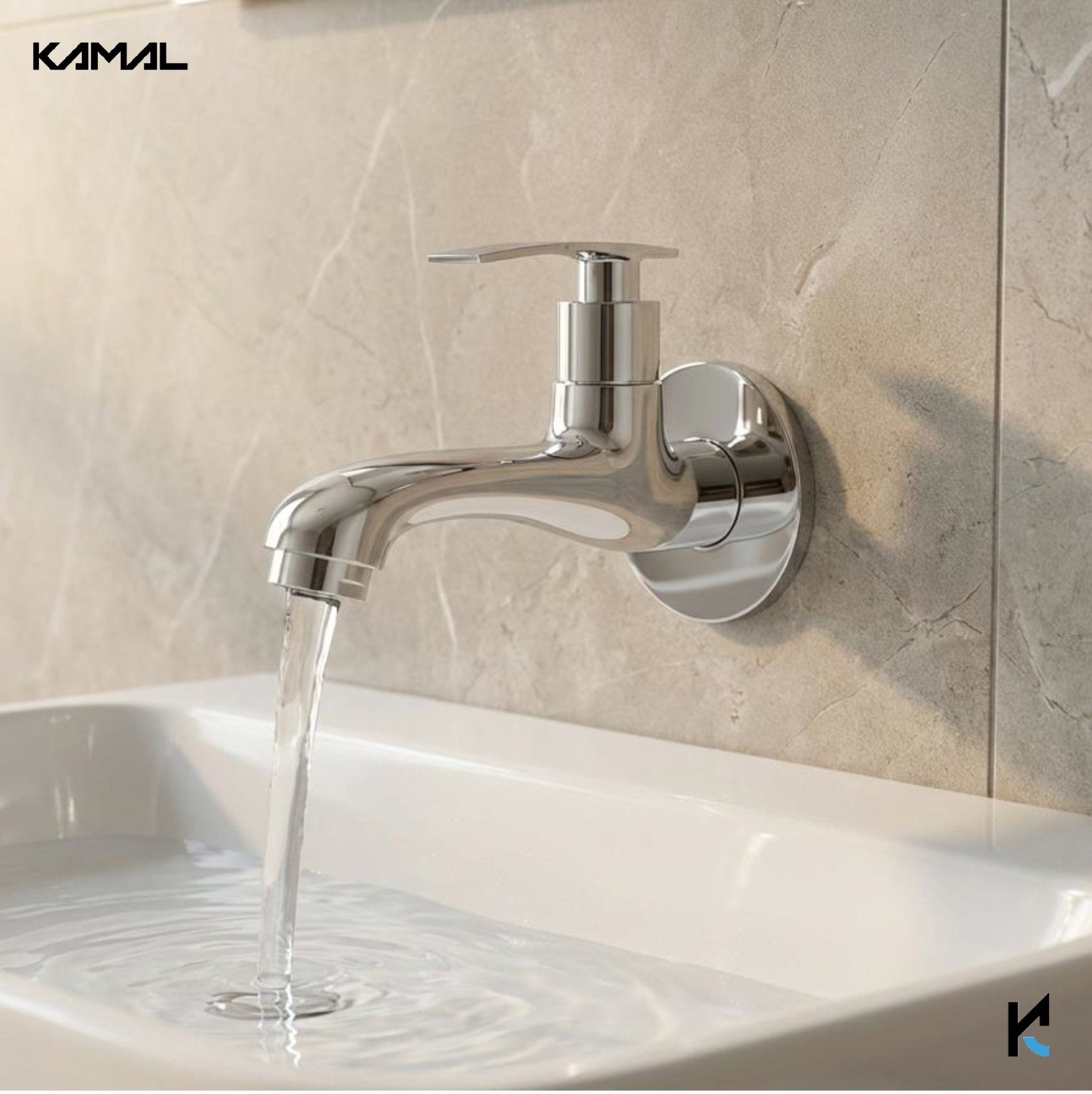 Vista | Bathroom Long Body Bib Tap (Full Brass) - by Kamal - Vista - Kamal Bathware