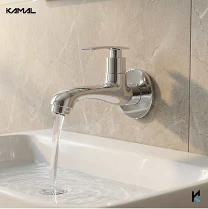 Vista | Bathroom Long Body Bib Tap (Full Brass) - by Kamal - Vista - Kamal Bathware