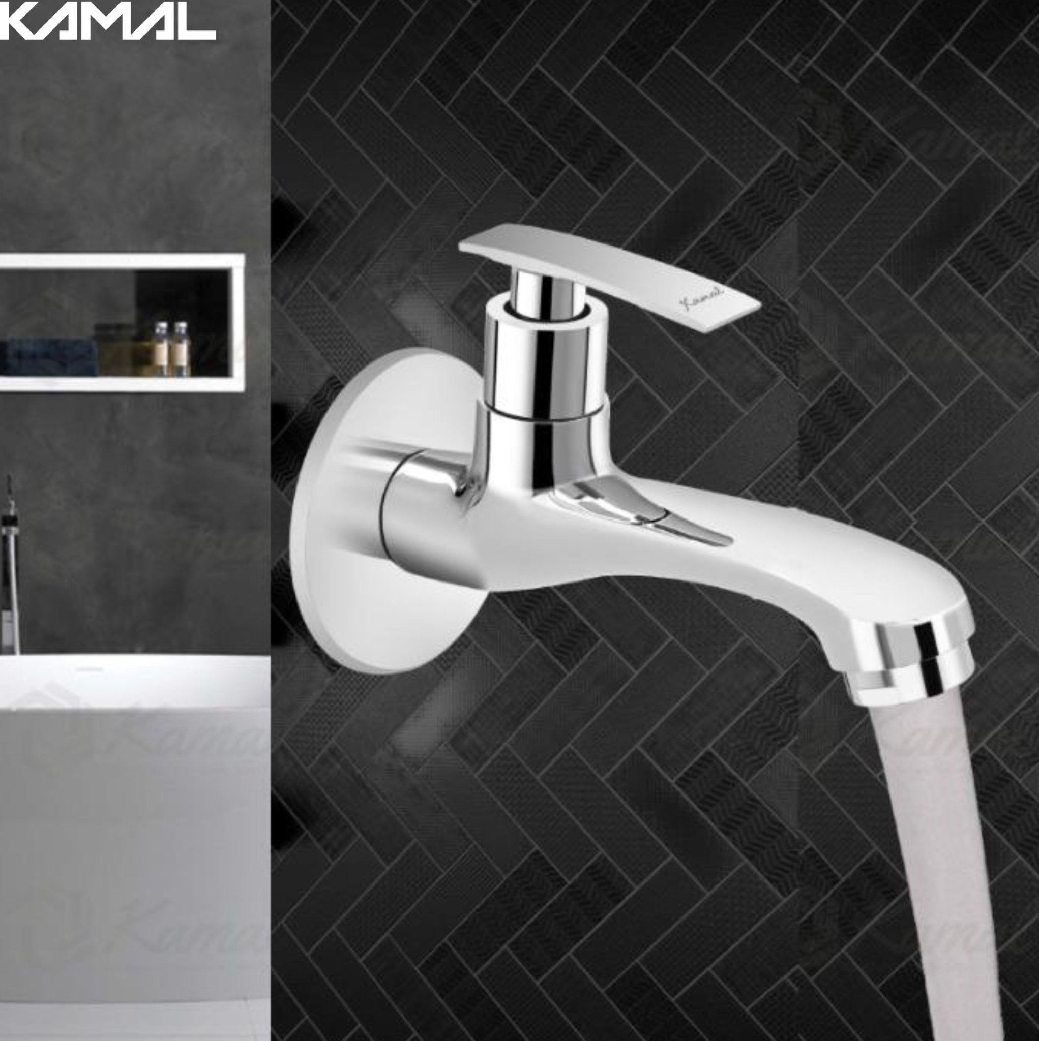 Vista | Bathroom Long Body Bib Tap (Full Brass) - by Kamal - Vista - Kamal Bathware