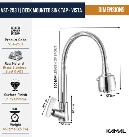 Vista Dual Flow Table Mounted 360° Sink Tap - by Kamal - Vista - Kamal Bathware