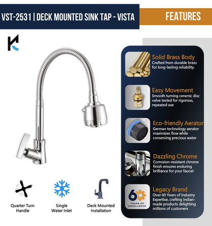 Vista Dual Flow Table Mounted 360° Sink Tap - by Kamal - Vista - Kamal Bathware