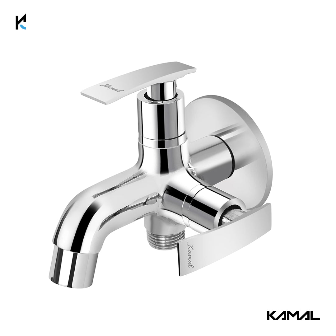 Vista Full Brass Two in one Bib Tap (Full Brass) - by Kamal - Kamal Bathware