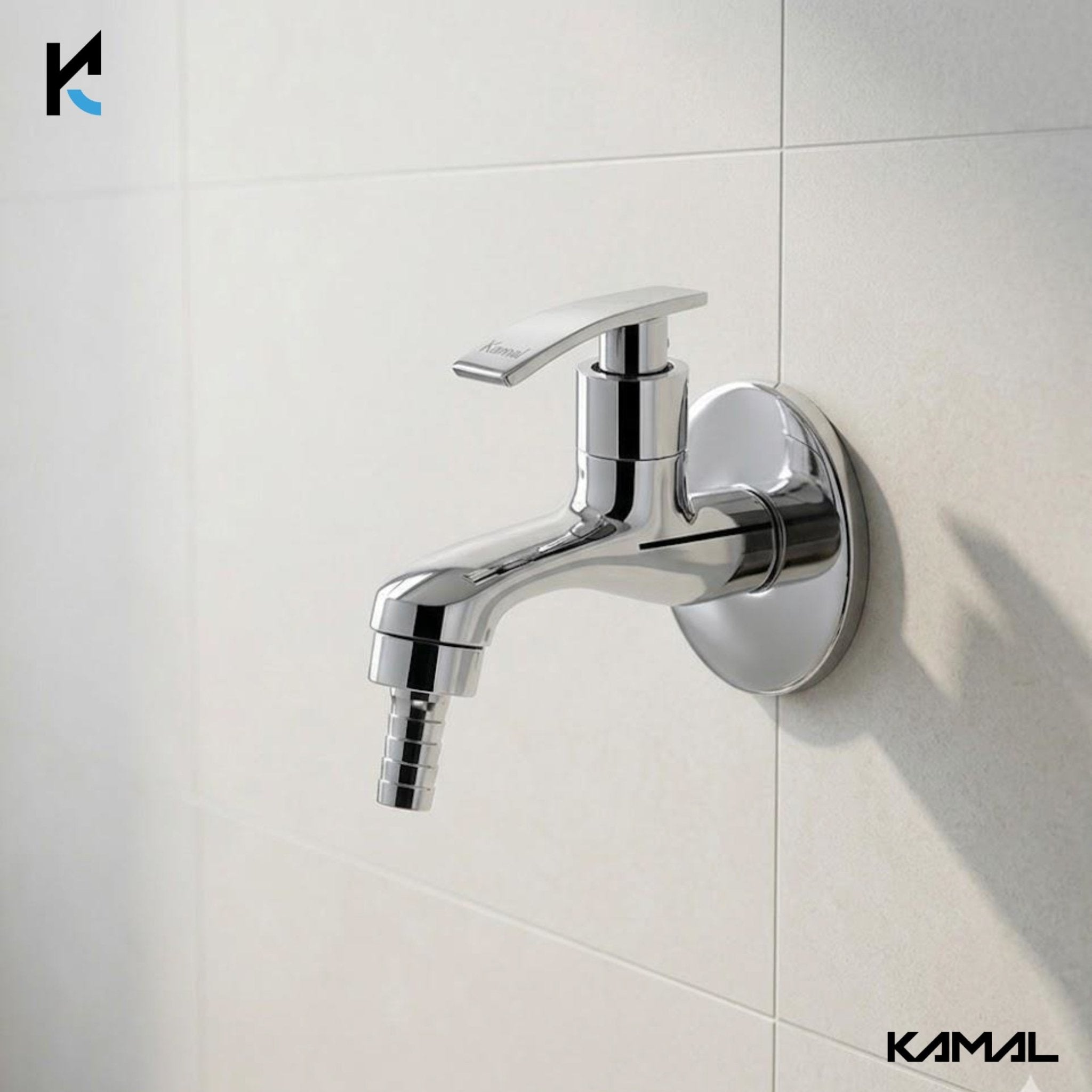 Vista Nozzle Bib Tap with Wall Flange (Full Brass) - by Kamal - Vista - Kamal Bathware