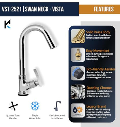 Vista Pillar Tap Brass Faucet - by Kamal - Vista - Kamal Bathware