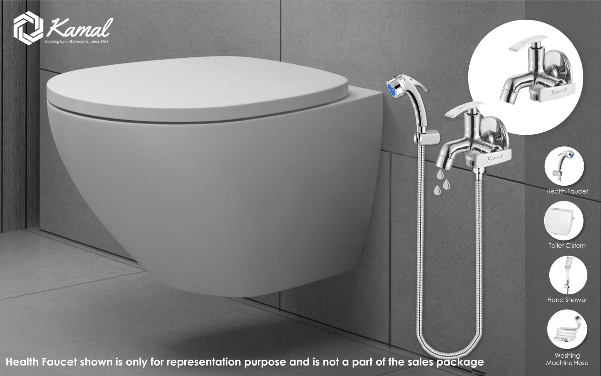 Vista Prime Novo Two Way Bib Tap (Full Brass) - by Kamal - Vista Prime Novo - Kamal Bathware