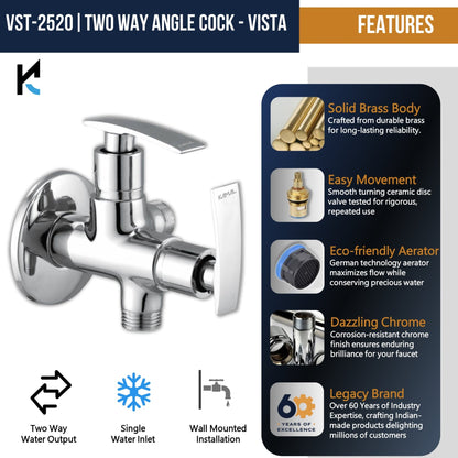 Vista Two in One Angle Valve (Full Brass) - by Kamal - Vista - Kamal Bathware