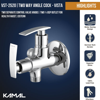 Vista Two in One Angle Valve (Full Brass) - by Kamal - Vista - Kamal Bathware