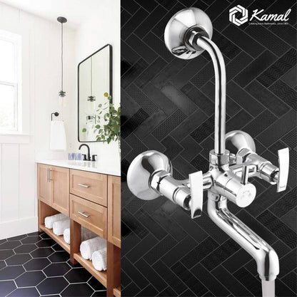 Vista Wall Mixer with L Bend Pipe (Full Brass) - by Kamal - Vista - Kamal Bathware