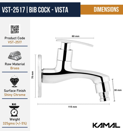 Vista Washing Machine Bib Tap (Full Brass) - by Kamal - Vista - Kamal Bathware
