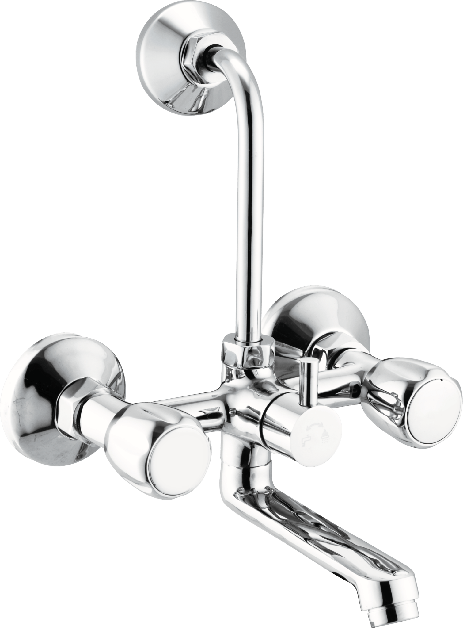 Wall Mixer Crystal Eco with L Bend Pipe Full Brass - by Kamal - Crystal Eco - Kamal Bathware