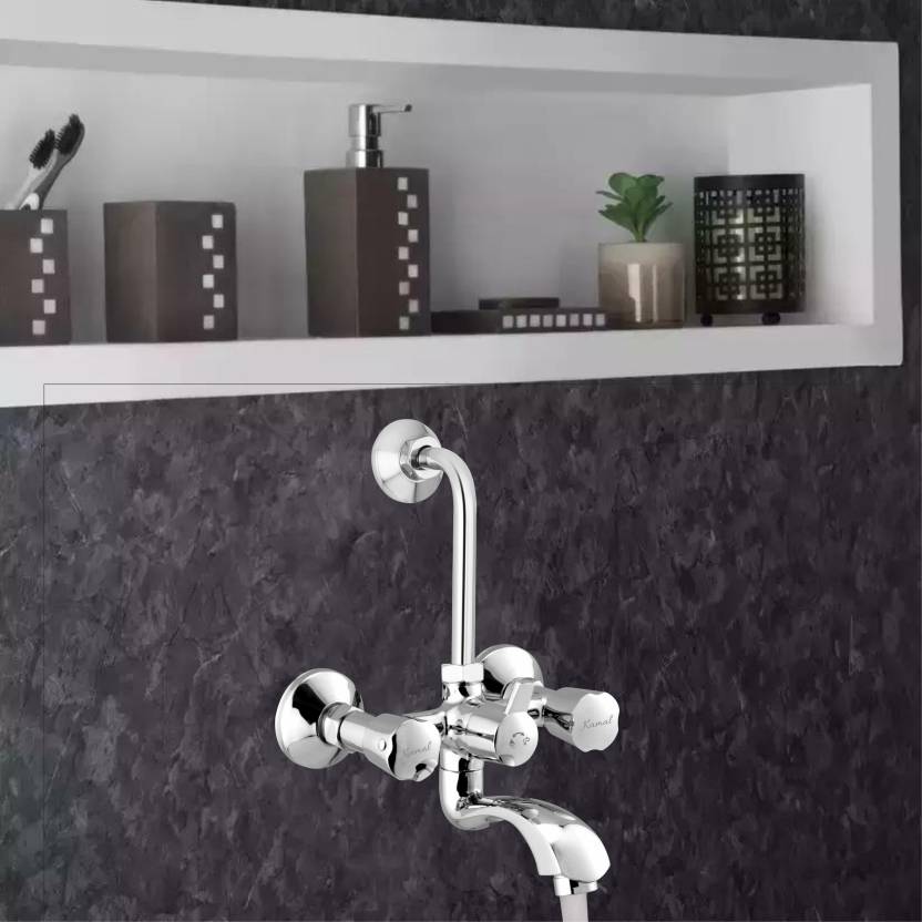 Contessa Neo Wall Mixer with L Bend Pipe (Full Brass) - by Kamal