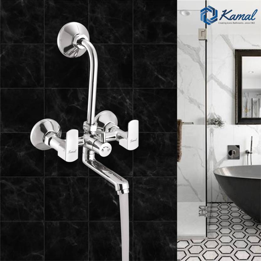Cubix Prime Wall Mixer (Full Brass) - by Kamal