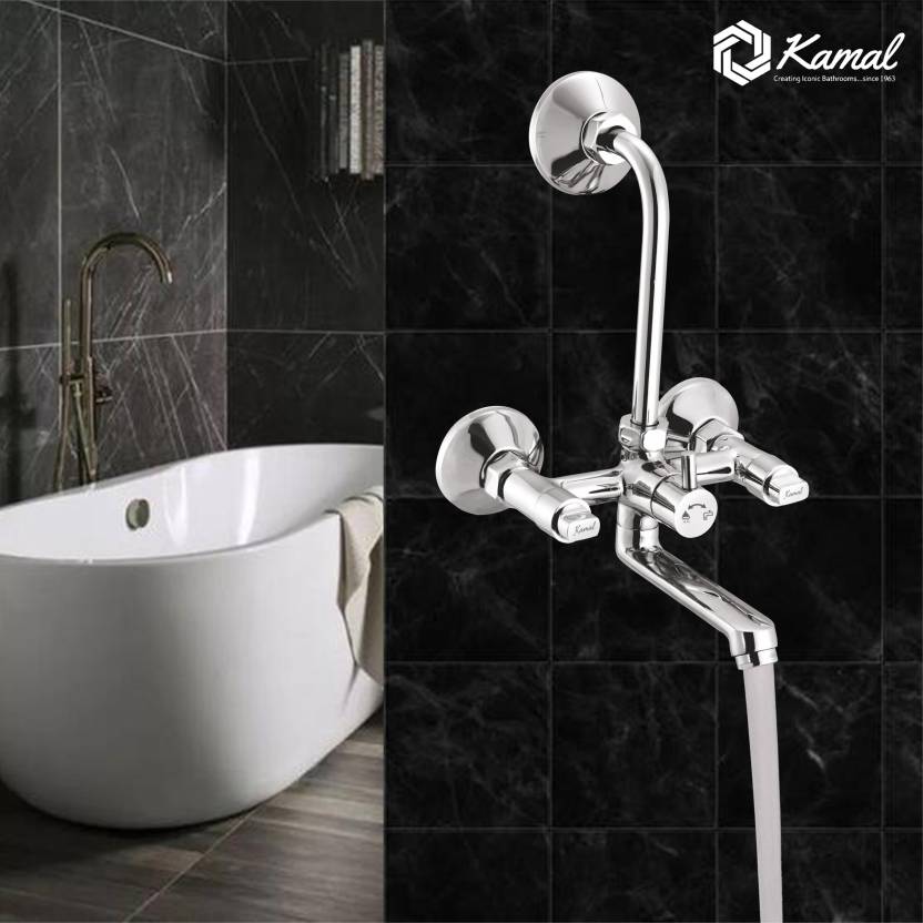 Flute Eco Wall Mixer with L Bend Pipe (Full Brass) - by Kamal