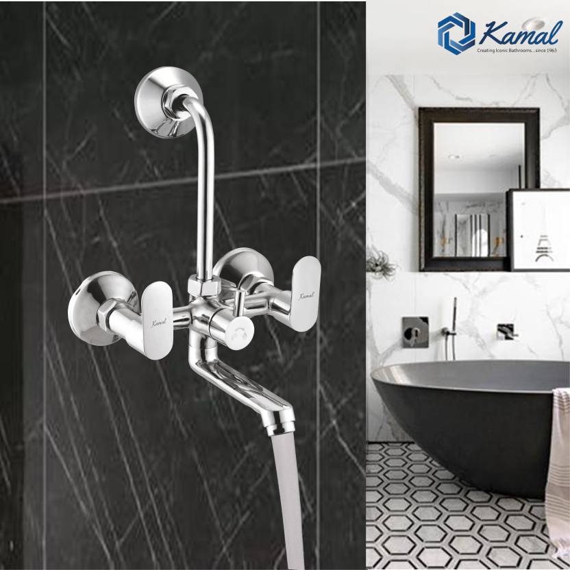 Opal Eco Wall Mixer with L Bend Pipe (Full Brass) - by Kamal