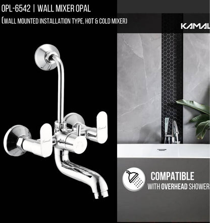 Opal Wall Mixer with L Bend Pipe (Full Brass) - by Kamal