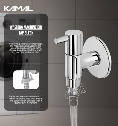 Washing Machine Bib Tap Sleek (Full Brass) - by Kamal - Kamal Bathware