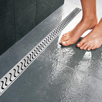Wave Shower Drain Channel (SS 304 Grade) Side Hole Water Channel Drainers - by Kamal - Drainer - Kamal Bathware